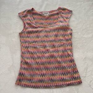 Wrapper Multicolor Zig Zag Chevron Knit Tank Top Large